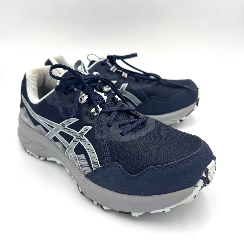 Asics Gel-Venture 9 Women 9.5 Wide Navy Blue Silver Trail Running Shoes 1012B761